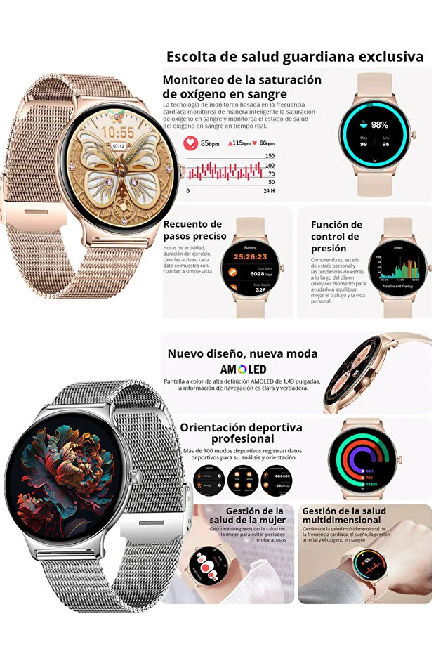 Huawei Pura 70 Pro Uyumlu Su Geçirmez Akıllı Saat Metal Kordon Amoled Ekran 1.43 inç